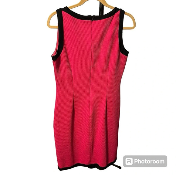 Allison Daley Dress Size 8 Stunning Red with Black Sleek Stripe Midi Knee Length - Picture 2 of 4